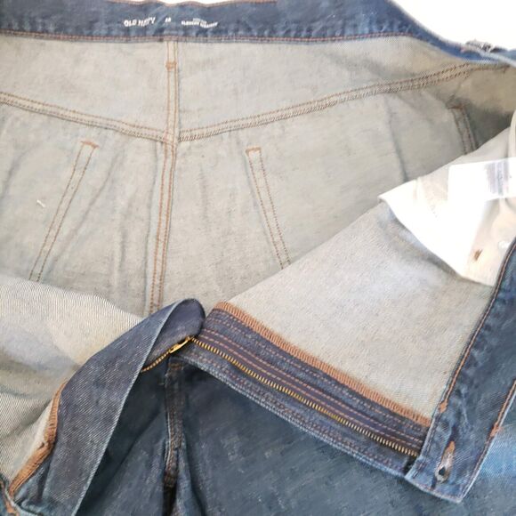 Old Navy Plus SIZE 28 High Rise Slouchy Straight Dark Jean Shorts Denim Raw Hem - Picture 2 of 9